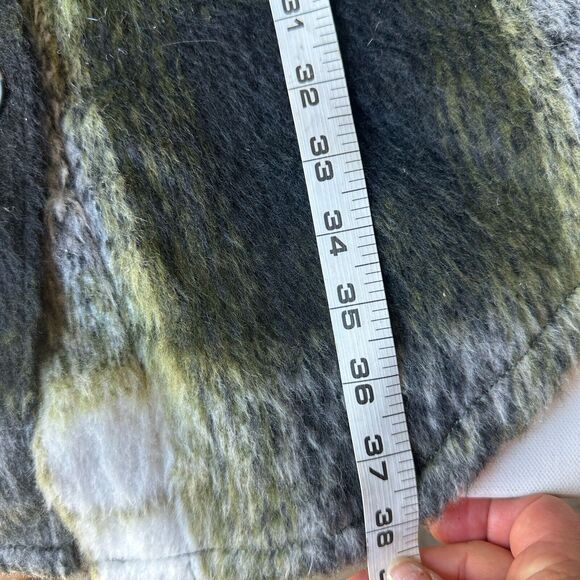 Steve Madden Shacket Dress Jacket Medium Long Sleeve Button Up Green Black White - Picture 7 of 8